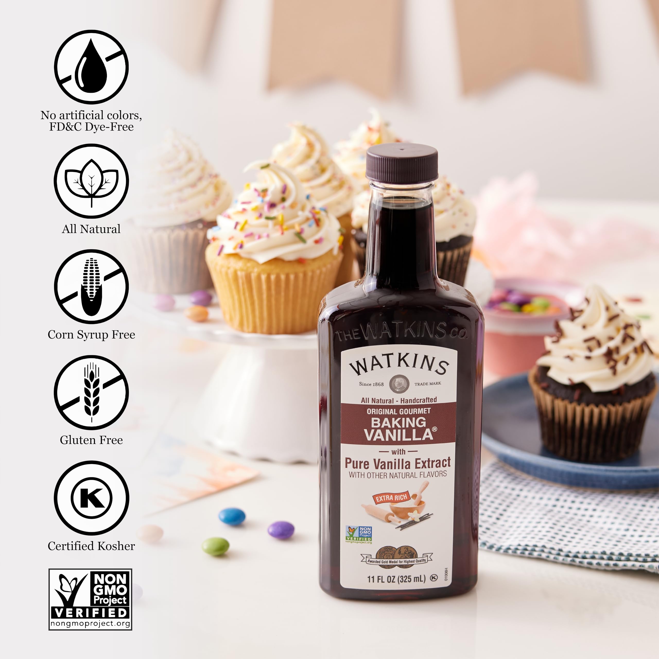 Watkins All Natural Original Gourmet Baking Vanilla, with Pure Vanilla Extract, 11 Fl Oz (Pack of 1) - Packaging May Vary - Image 4