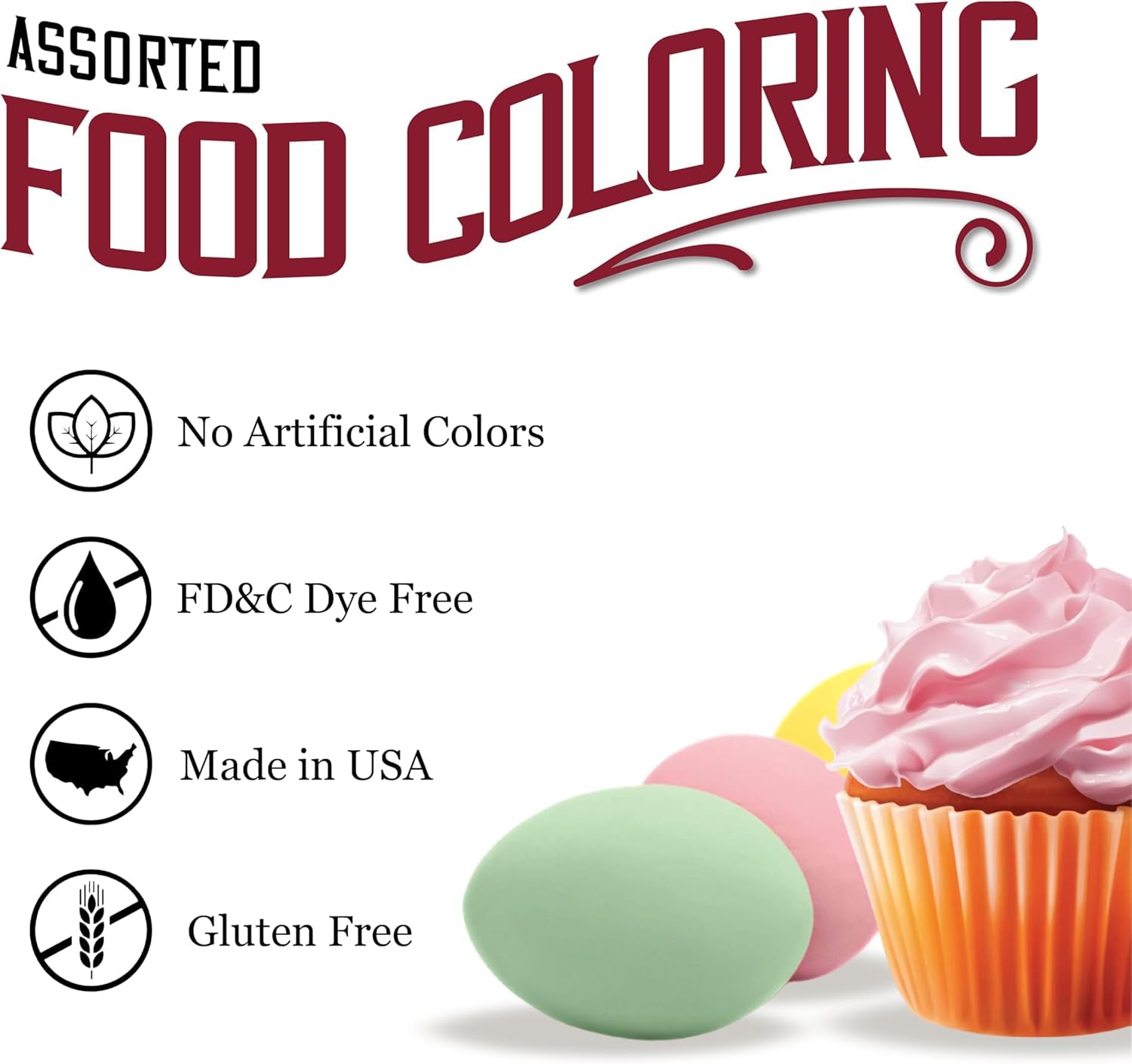 Watkins Assorted Food Coloring, 1 Each Red, Yellow, Green, Blue, Total Four 0.3 oz bottles, 4 Count (Pack of 6) - Image 3