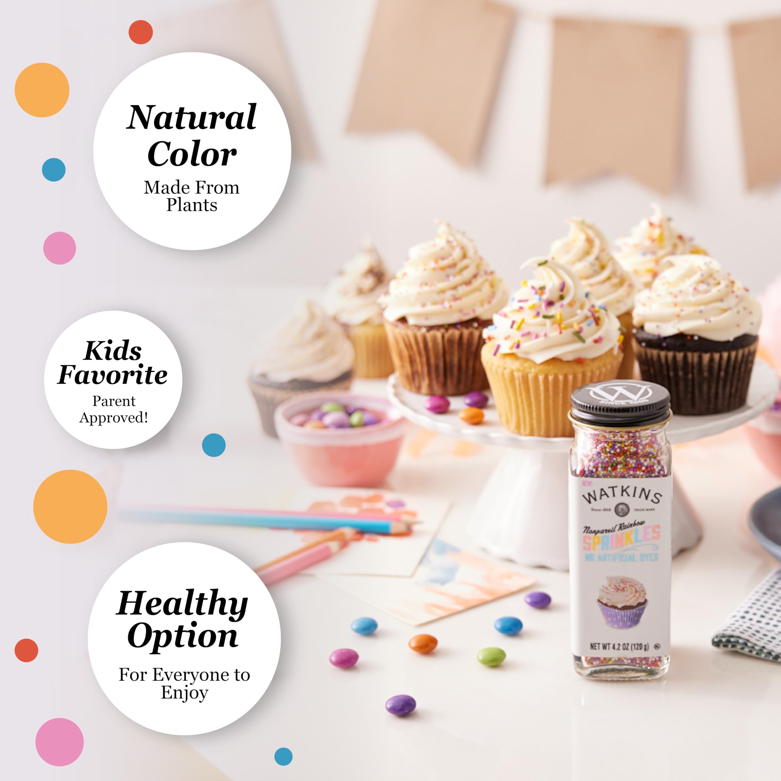 Watkins Gourmet Decorating Sprinkles, Rainbow Nonpareils, 4.2 Oz. Jar, 1 Count - Image 7