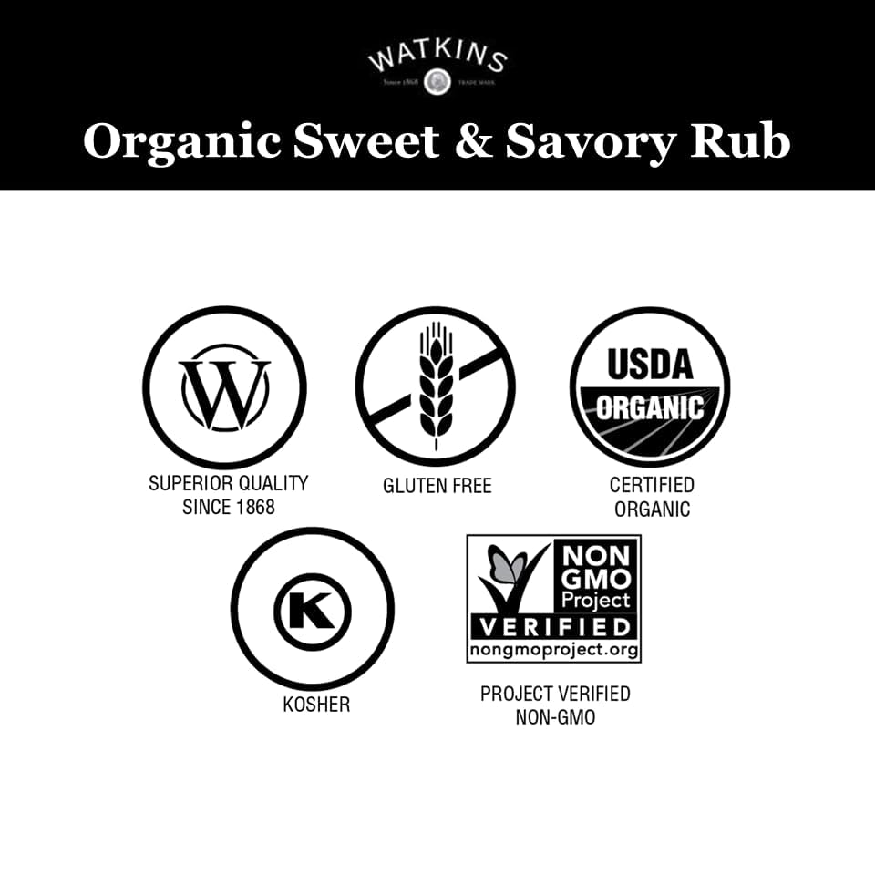 Watkins Organic Grilling Sweet and Savory Rub, Non-GMO, Kosher, 3.6 Oz, 1-Pack - Image 4